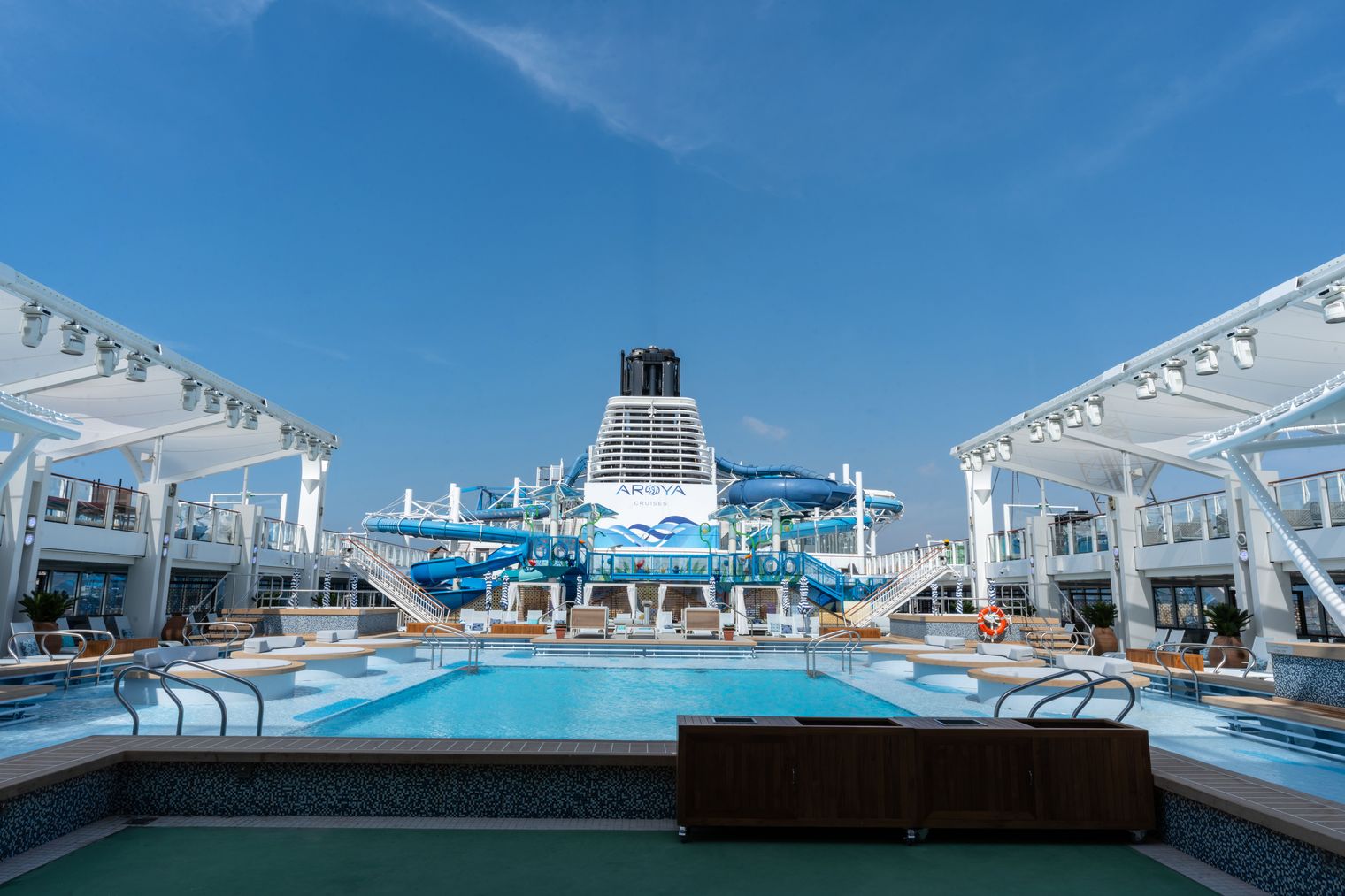 The outdoor water park on the AROYA ship